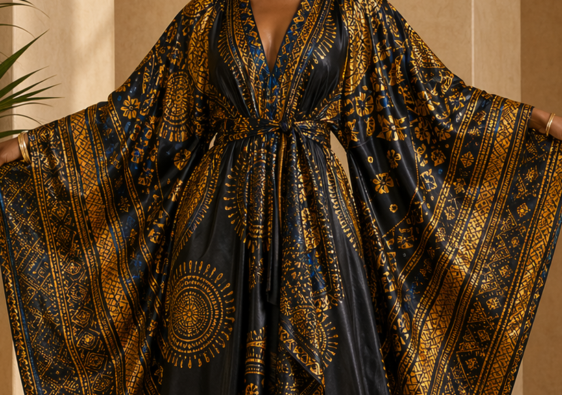 Close editorial view of the Binta Kaftan