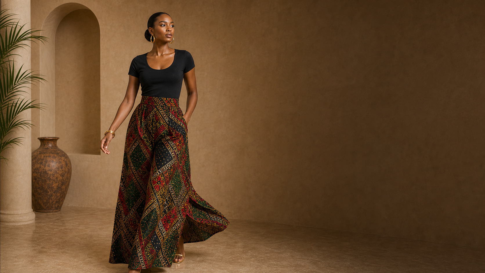 Editorial movement view of the Dara Wide-Leg Pants