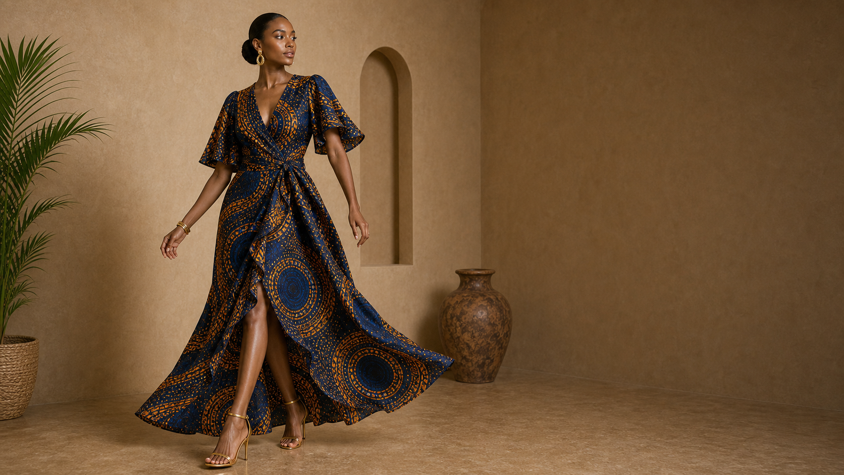 Editorial movement view of the Kemi Wrap Dress