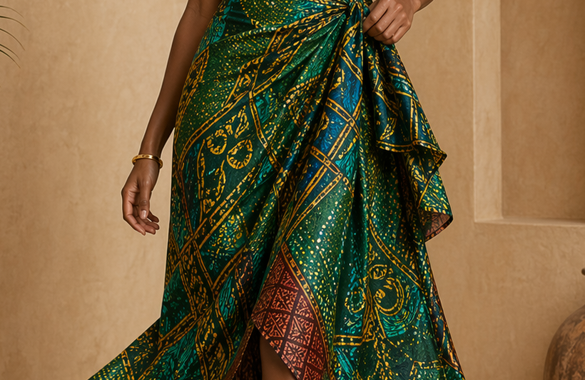 Detail editorial view of the Sahara Wrap Skirt