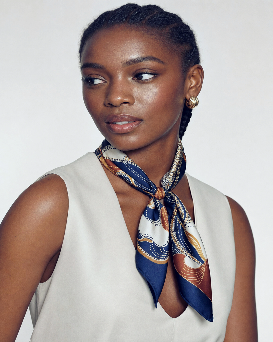 Editorial movement view of the Ibi Printed Neckerchief