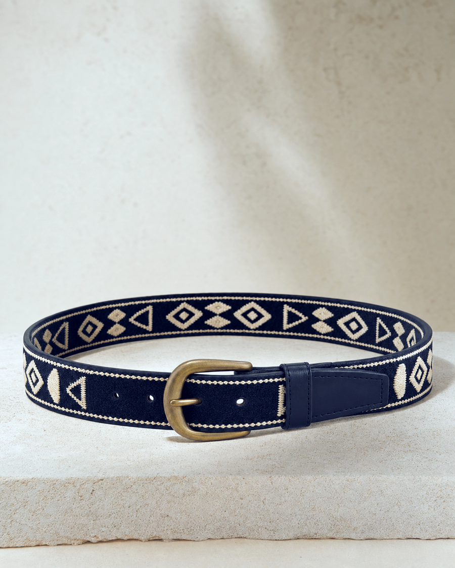 Editorial movement view of the Nandi Embroidered Belt